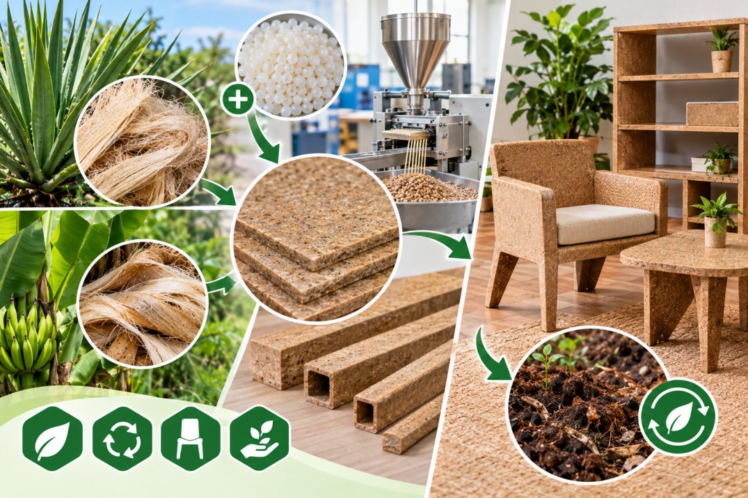 Biodegradable sisal/banana fiber-PLA composites for sustainable furniture component fabrication (BIOFURN)