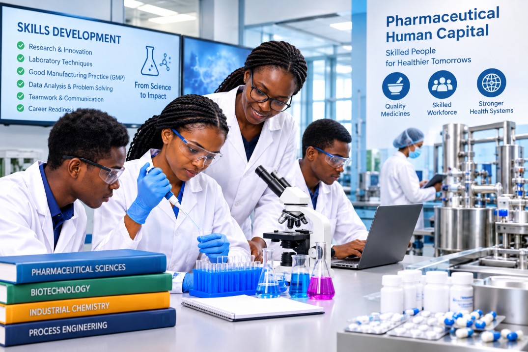 Industrial science skills development program for advanced science students and pharmaceutical human capital.