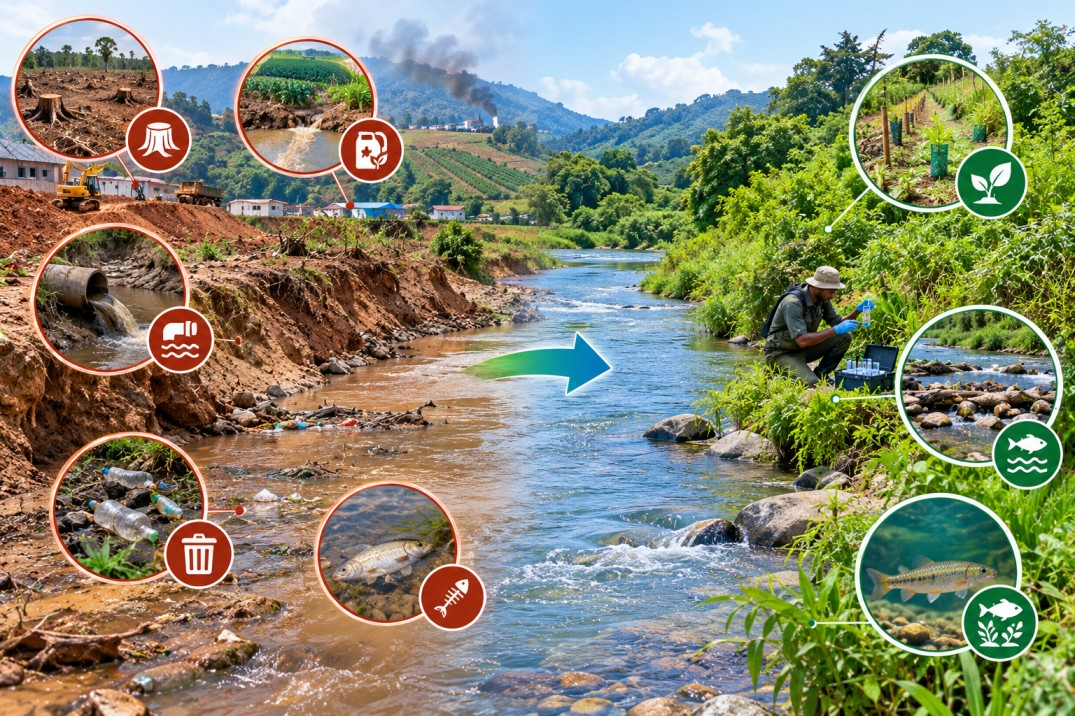 Impact of anthropogenic stressors on ecosystem health and potential in-stream restoration measures of river Manafwa catchment in eastern Uganda  